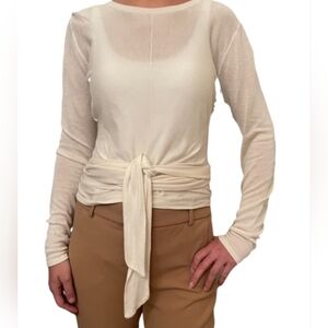 Modern Citizen Cloud Dancer Stevie Semi Sheer Gauzy Wrap Sweater Size M